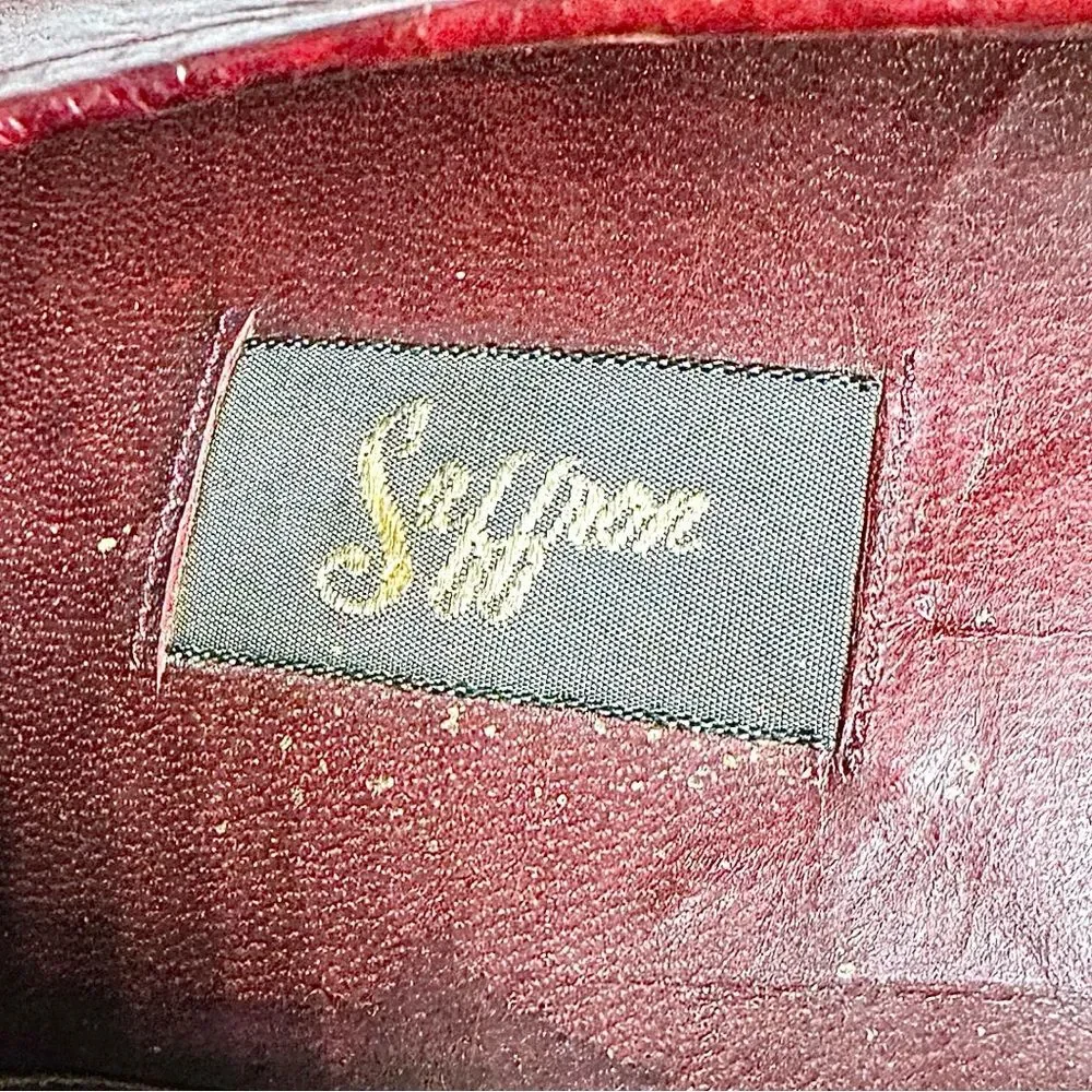 Vintage Saffron Burgundy Eel Skin Tassel Loafers Men’s Size 10M Dress Shoes